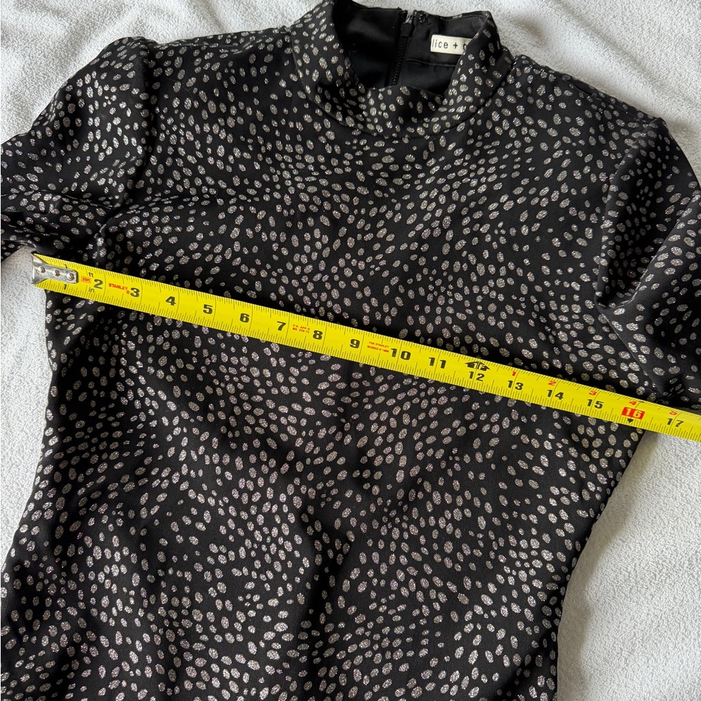 NWT $395 Alice + Olivia Black and Silver Mini Dress - Picture 11 of 11